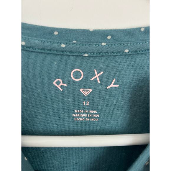 Roxy Girls' Knot Front Tee Blue Polka Dot Size Large (12) NWT - Picture 4 of 5